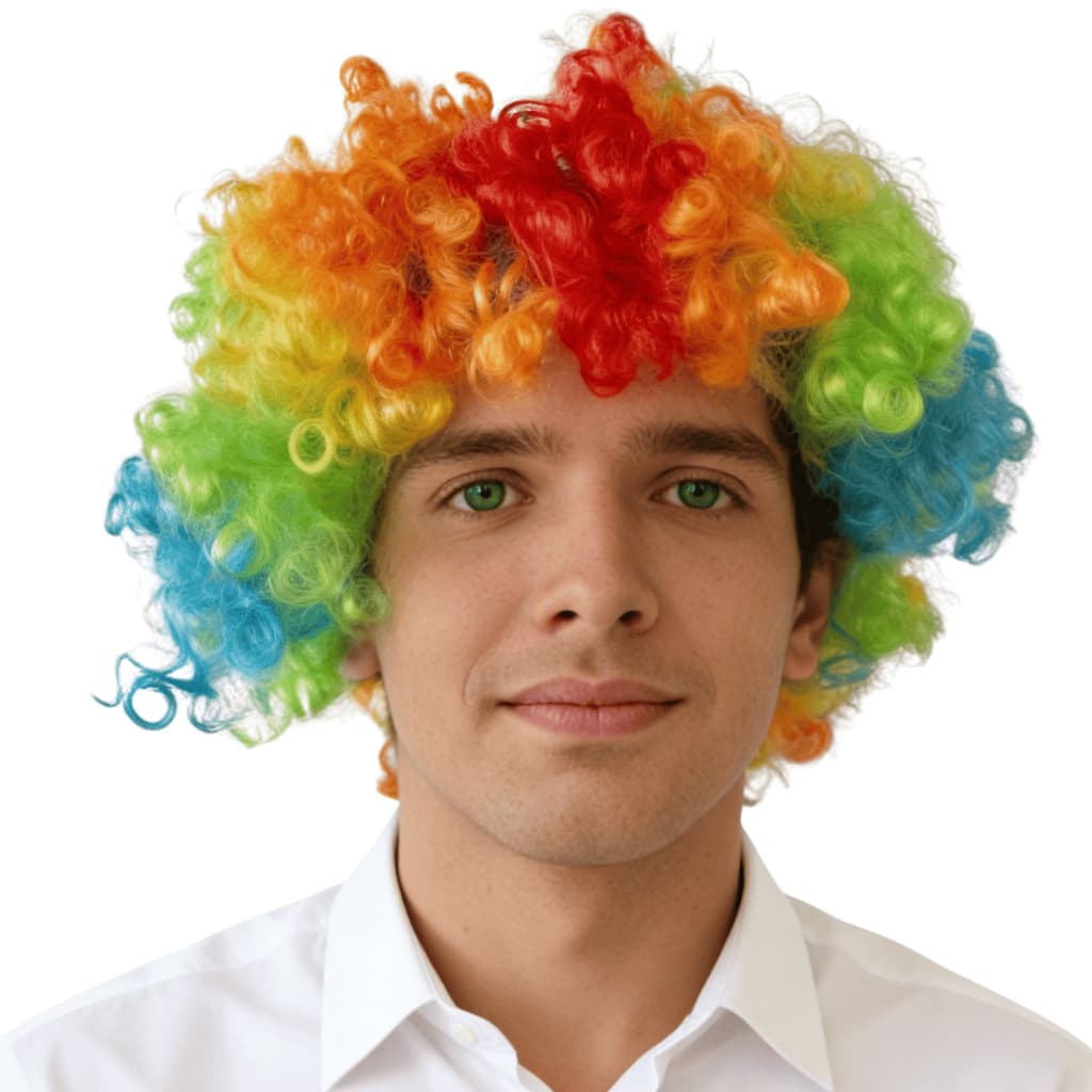 Peruca Sintético  Cabelo Colorido De Carnaval Black Branca Palhaço Para Fantasia