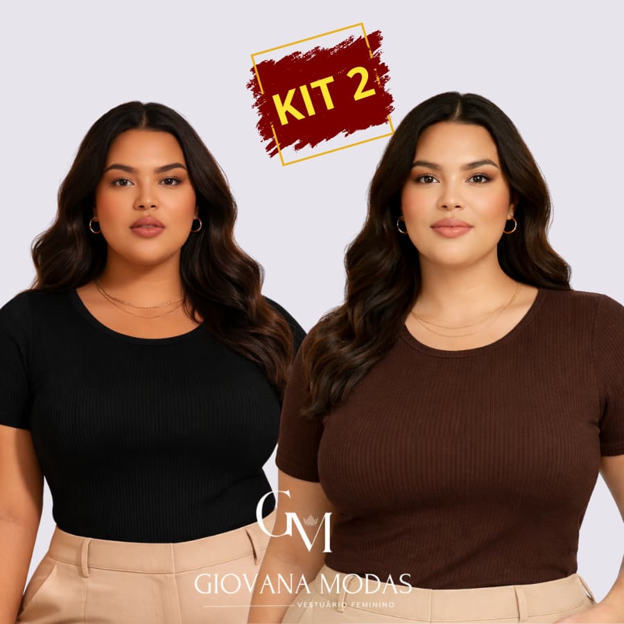 Kit 2 Blusinha Regata Feminino Estilosa Gola Alta Plus Size Canelado Premium Promoção Top