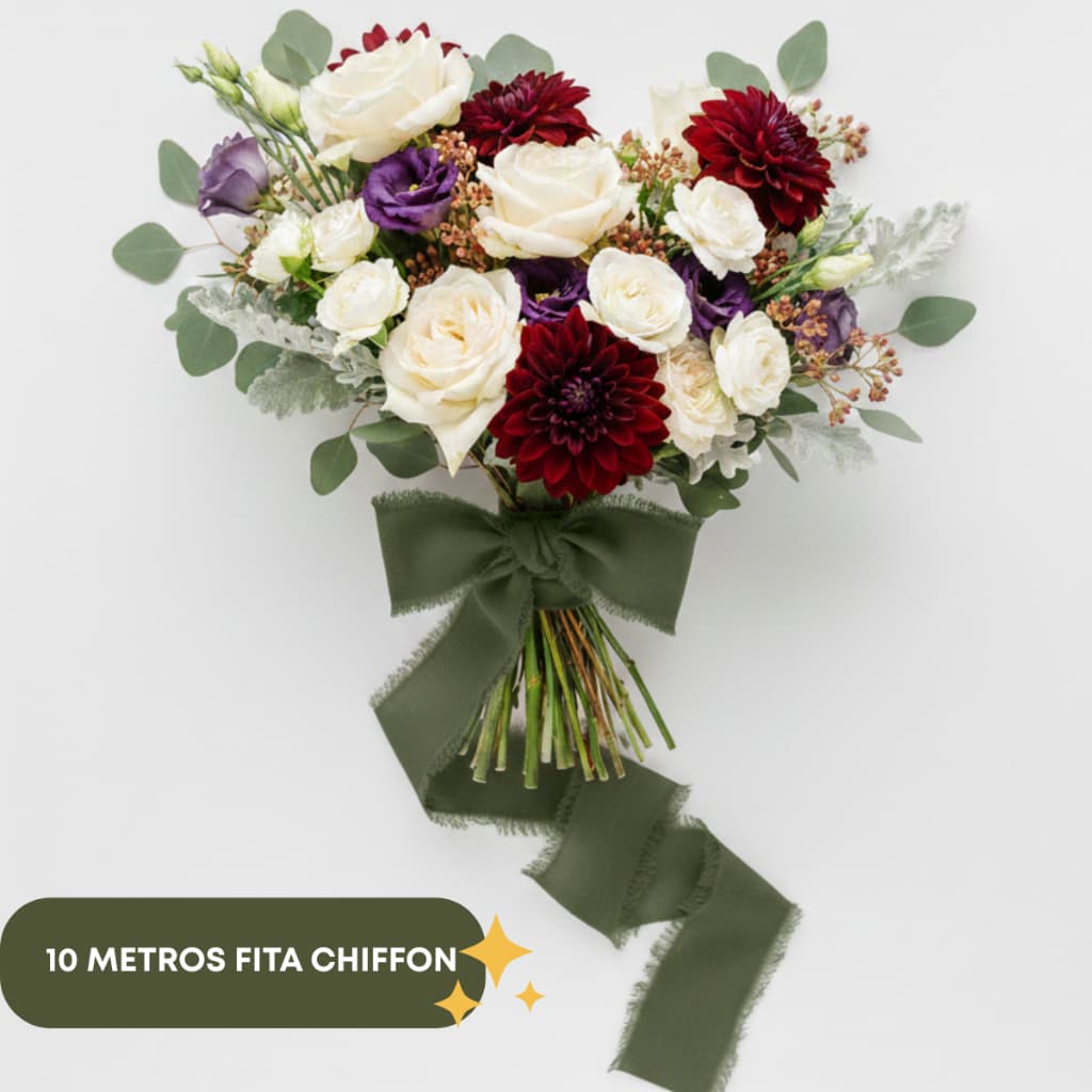 10 Metros Fita Chiffon Rústica Casamento VERDE OLIVA Batizado Padrinhos Noiva