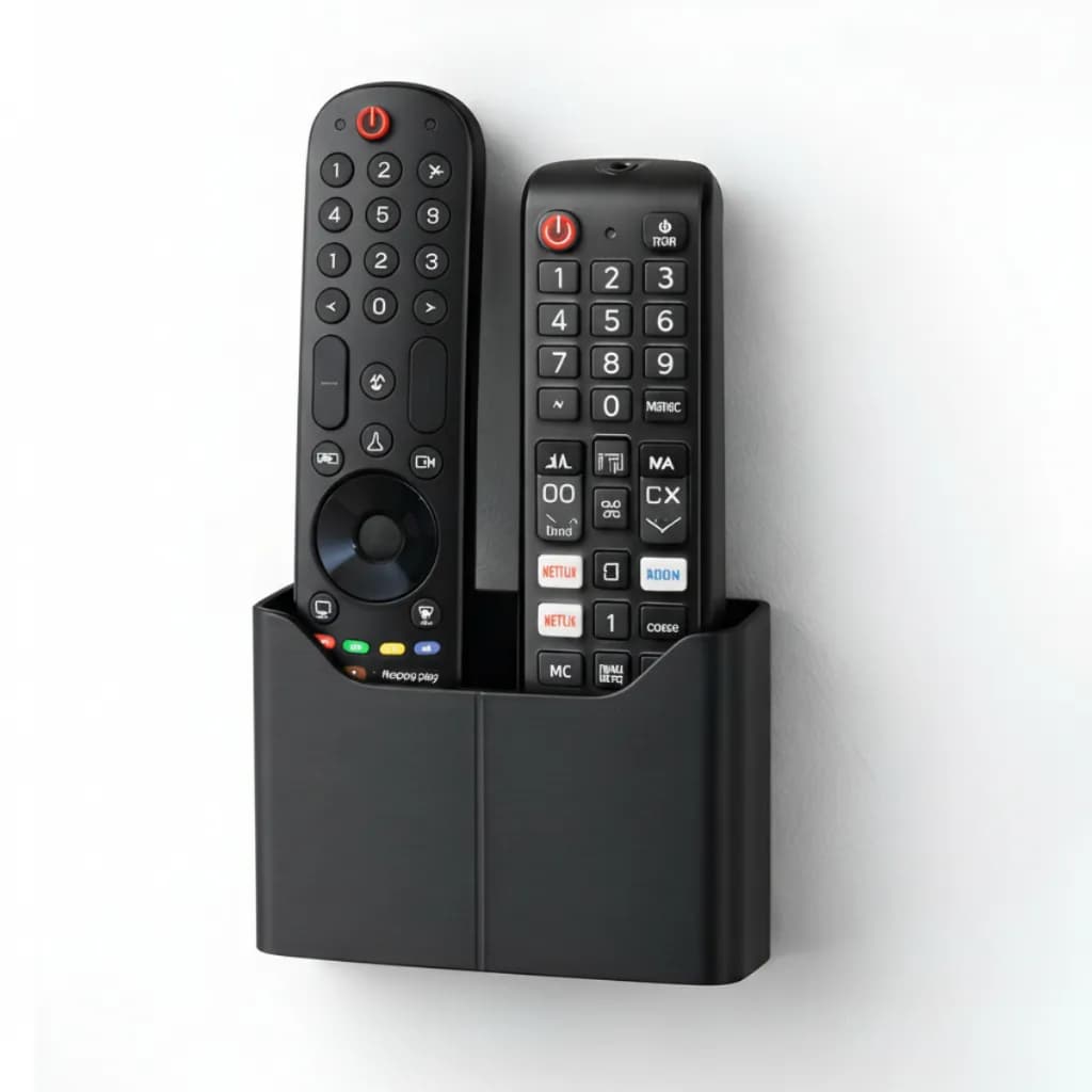 Suporte De Parede Porta 2 Controles Remoto Ar TV Home Preto