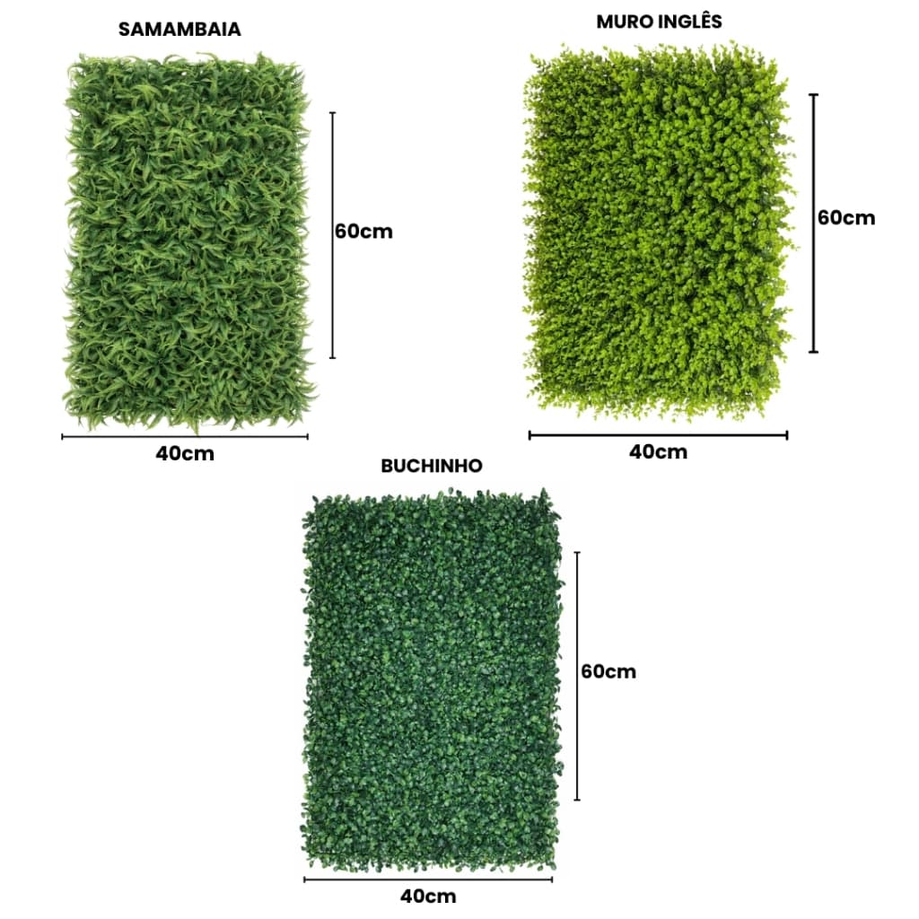 Placa Jardim Vertical Buchinho Samambaia Muro Inglês Grande 40CM x 60CM