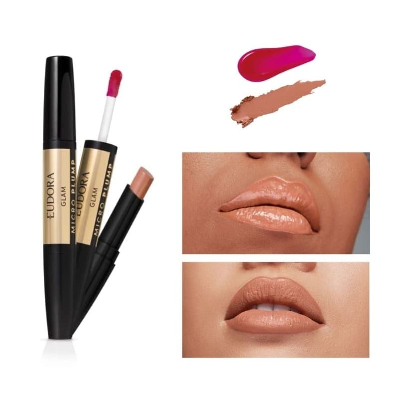 ORIGINAL Avelã Magnífico Micro Plump Duo Gloss Batom Stick Eudora Glam