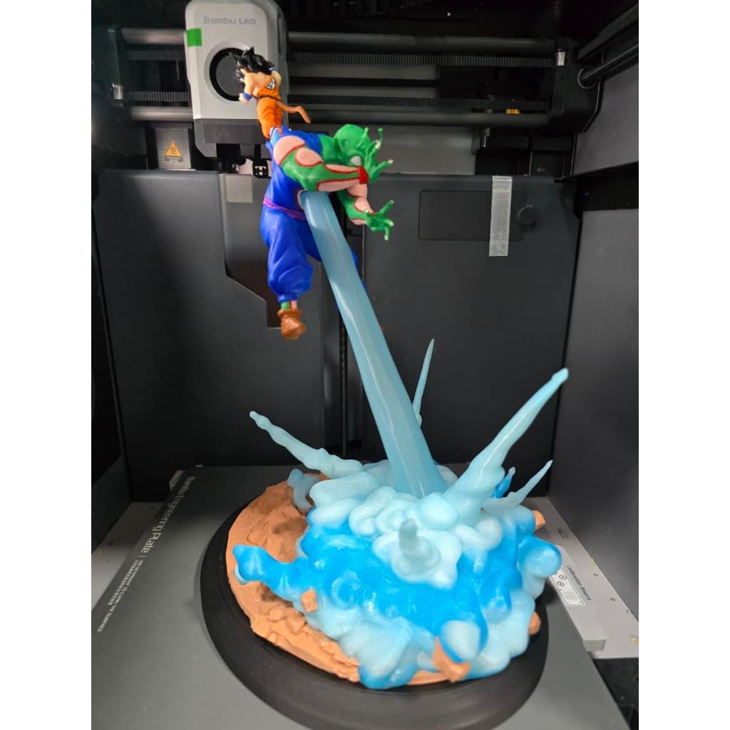 Goku Criança vs Piccolo – Dragon Ball Clássico – 30cm – Estátua em PLA Pintada à Mão