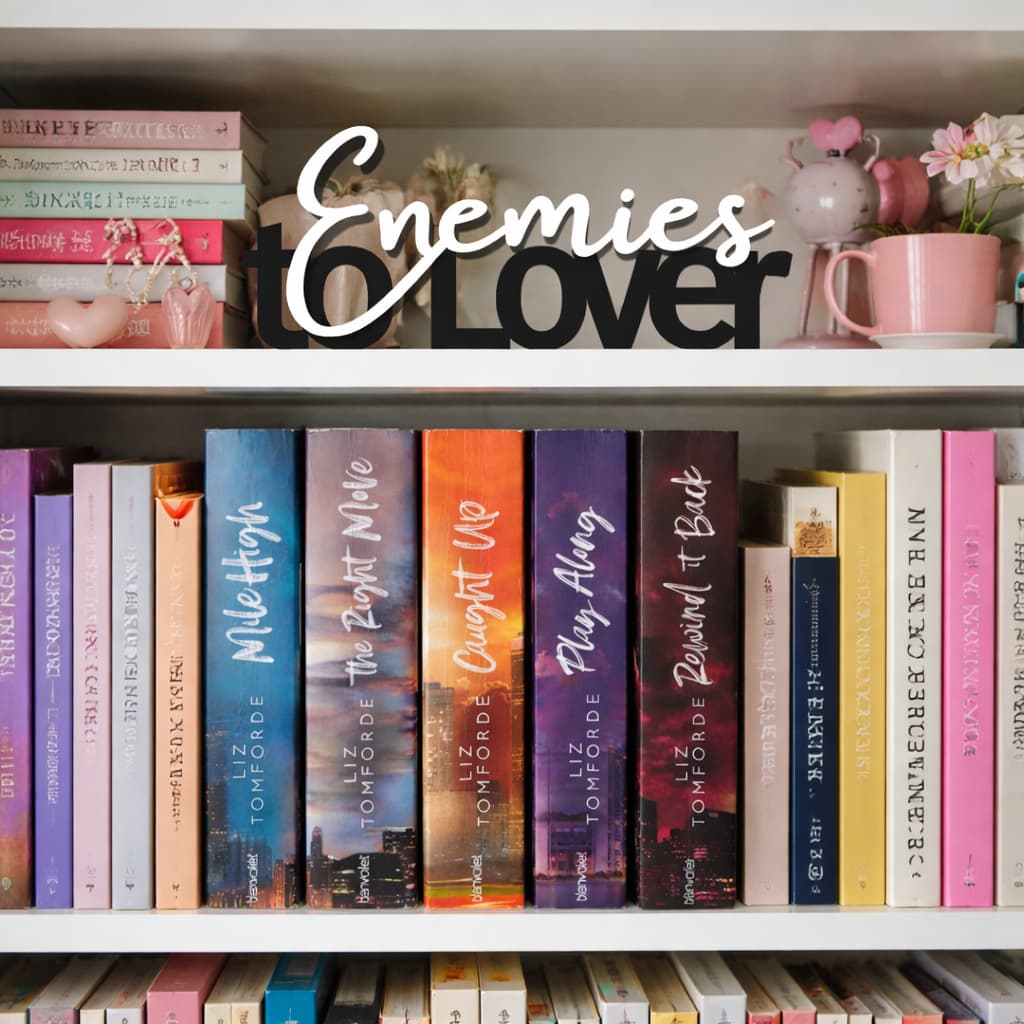 Letreiro Decorativo "Enemies to Lovers" – Decoração Para Estante de Livros / Bookstagram