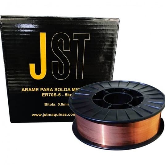 Arame Solda MIG 0,8mm 5kg ER70S-6 Cobreado JST para Aço Carbono