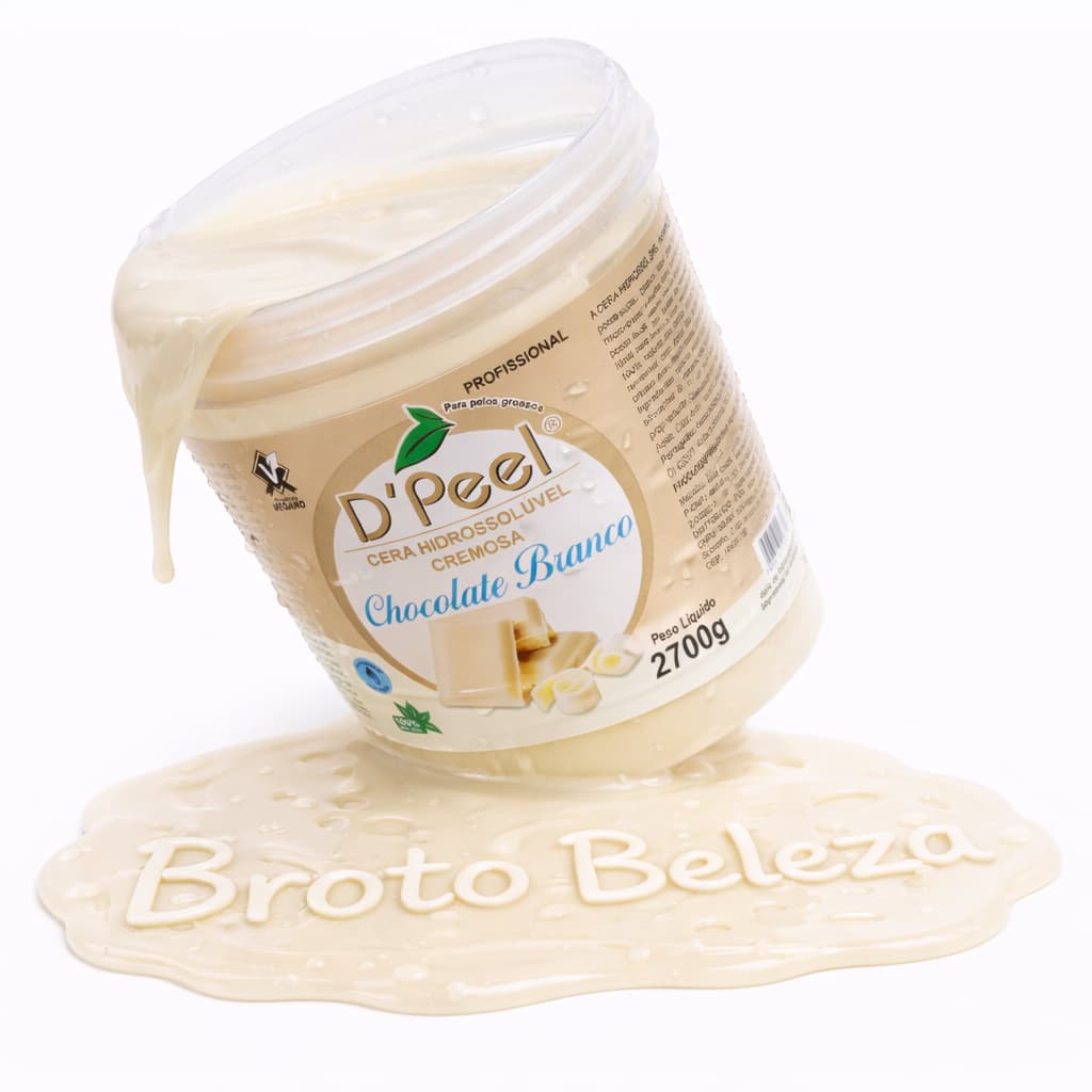 Cera Epilatória Natural e Vegana DPEEL Pote de 2,7kg Aquecer no Micro-ondas Chocolate Branco