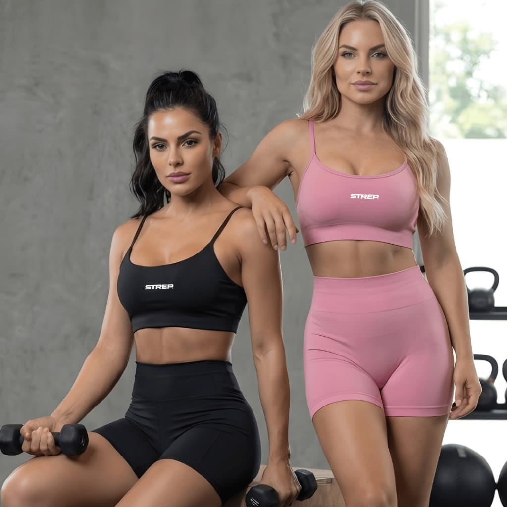 Conjunto Shorts + Top Alcinha Treino Zero Transparência