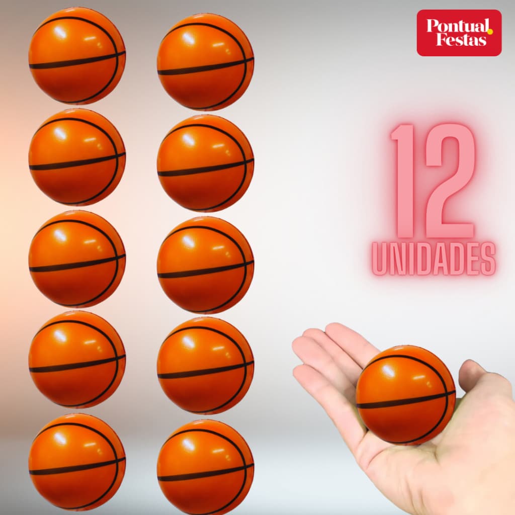 KIT 12 Bolas Antiestresse de Espuma 6cm Basquete