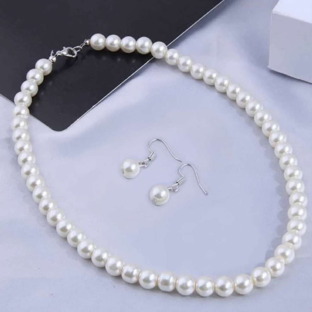 Conjunto Colar + Brincos de Pérolas Clássicas – Elegância para Festas, Casamentos e Eventos