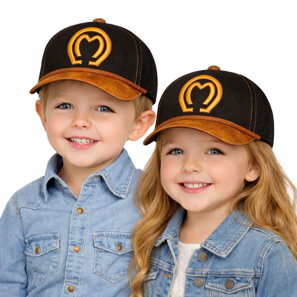 Bóne Nelore Infantil Country Peão Aba Curva Couro Boradado Com Ajuste Modelo 2026 2026 Envio Já