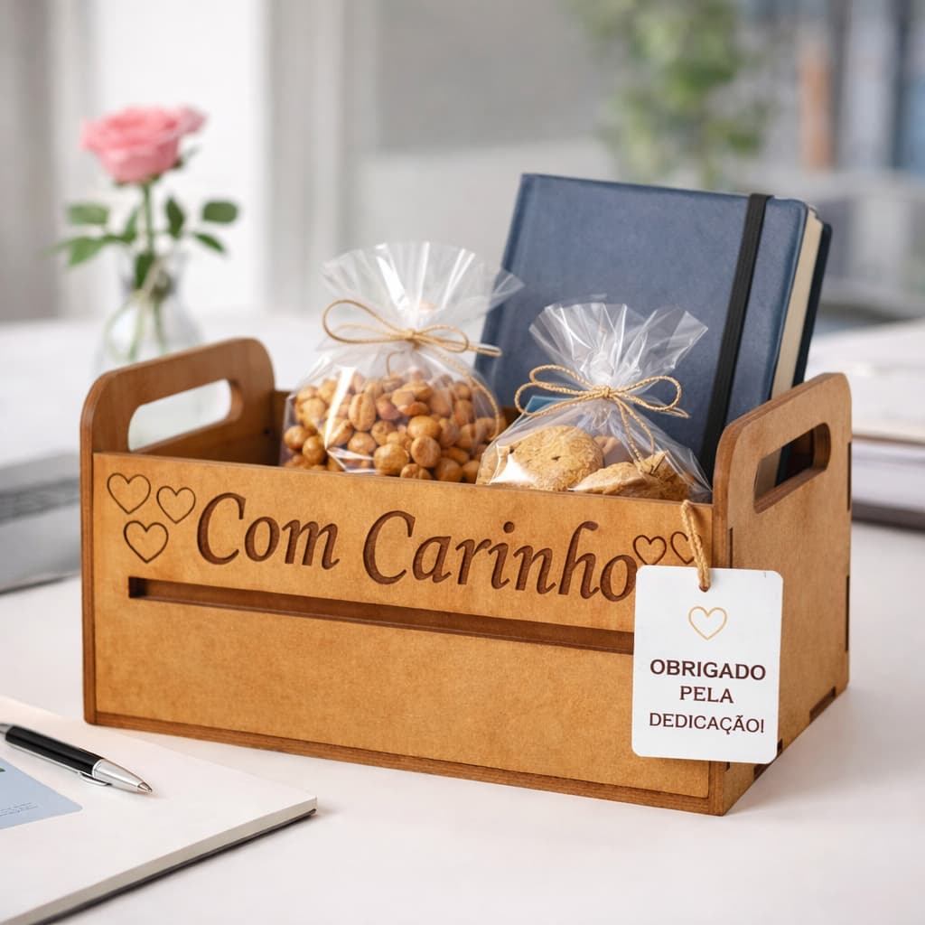 Kit 10 Caixotinhos Carinho e Coração 15x10x8 MDF Chocolate Presente Cesta Caixa Organizadora Multiuso