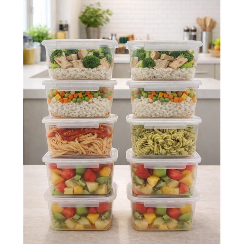 Kit 10 Potes Marmita 1000ML Transparente | Freezer, Micro-ondas e Lava Louça, BPA FREE ,Vedação