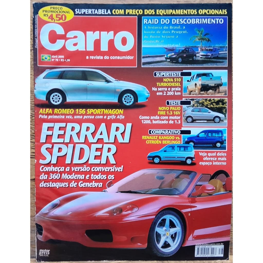 Revista Carro 78 2000 Ferrari 360 Modena Spider Alfa Romeo 156 Sportwagon S10 Kangoo Berlingo