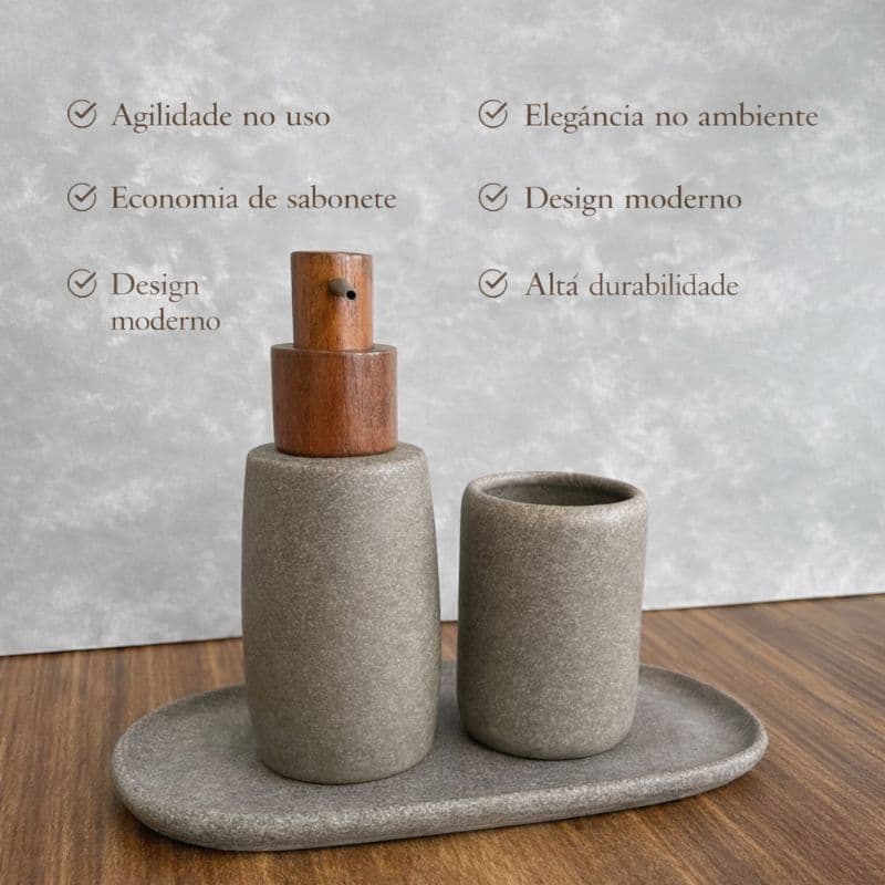 Dispenser de Sabonete liquido em poliresina, sofisticado para lavabo e banheiro