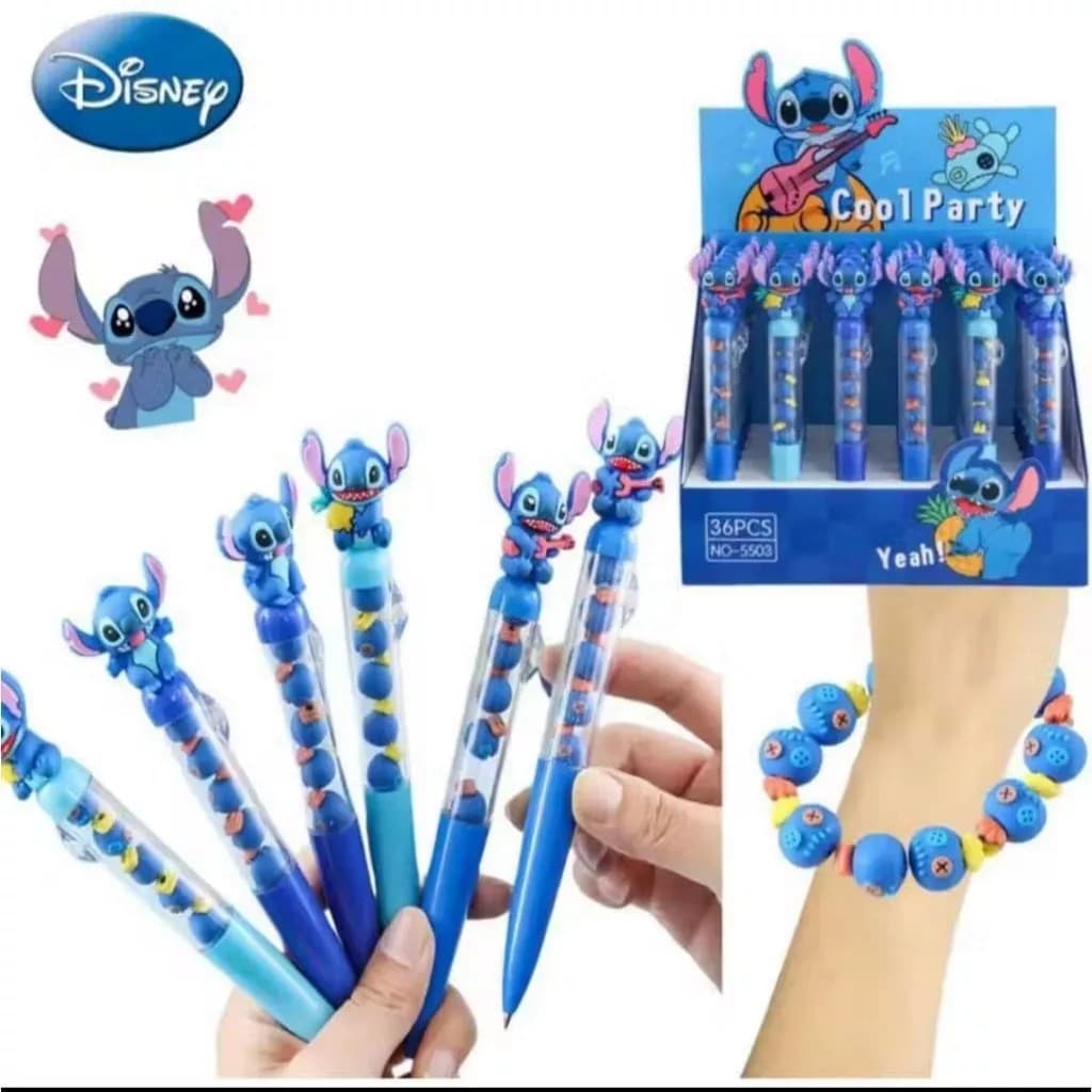 3 Pçs Caneta Stitchh Interessante Kawaii Escrita Estética Tinta Preta Estudantes Escola Material
