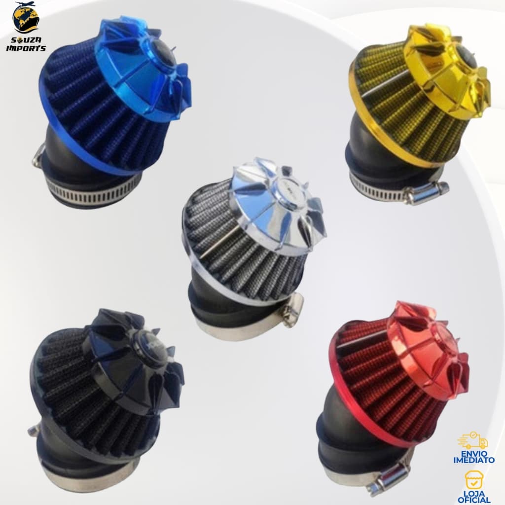 Filtro Ar Esportivo Moto 45 Graus C/ Adaptador Fan Titan