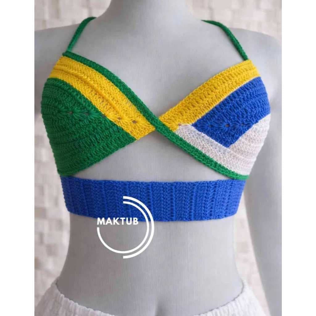 Top Brasil em Crochê Cropped do Brasil de Crochê Cropped BR de Crochet