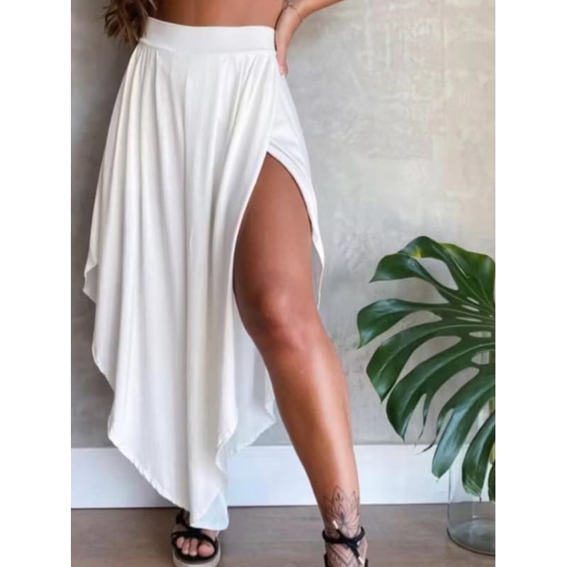 Saia Midi V Transpassada Fibra de Bambu Bamboo Elegance | Fenda Lateral, Conforto e Caimento Premium