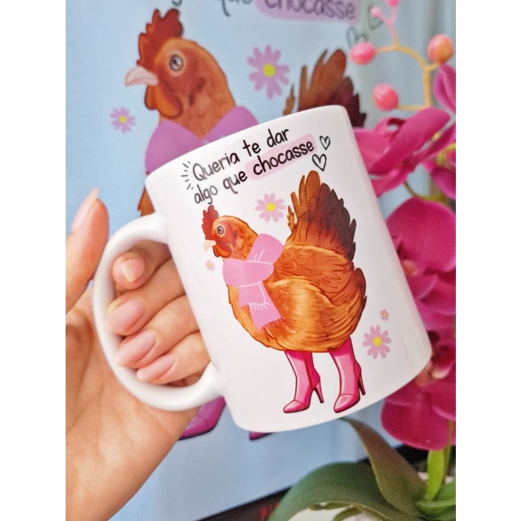 Caneca Xícara Queria te dar algo que chocasse Galinha Engraçada Personalizada OFERTA RELÂMPAGO!