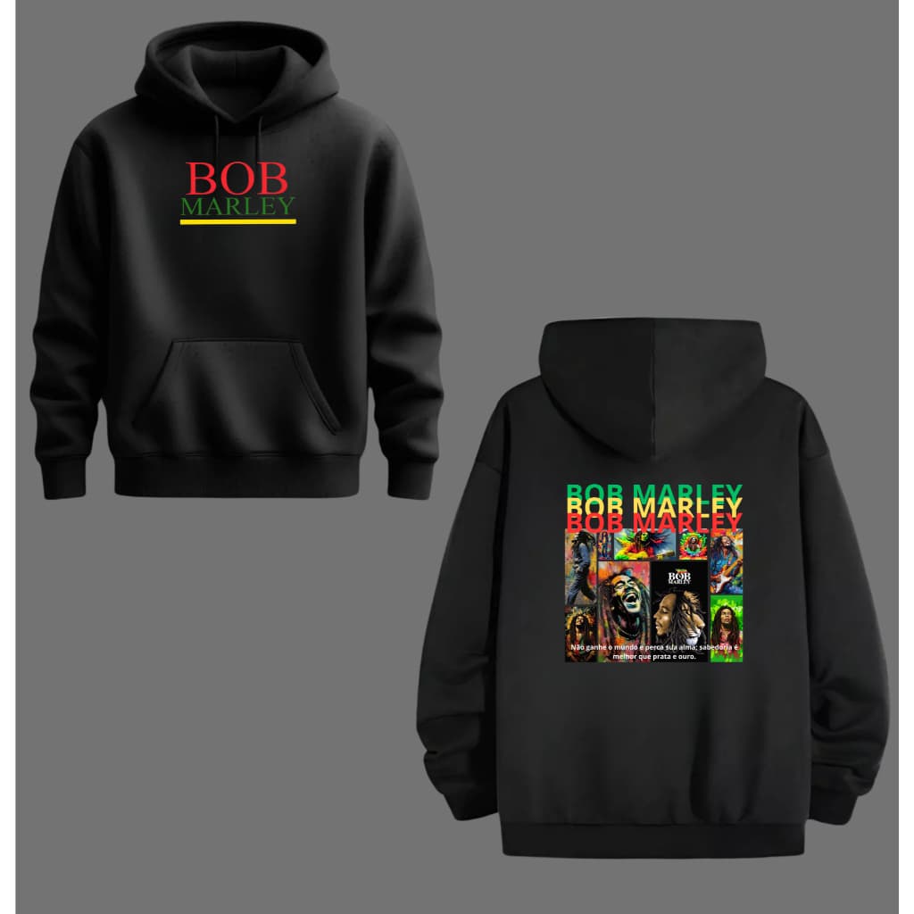 BLUSA CASACO ABRIGO MOLETOM REGGAE BOB MARLEY PROMOCAO UNISSEX CANGURU FELPADA