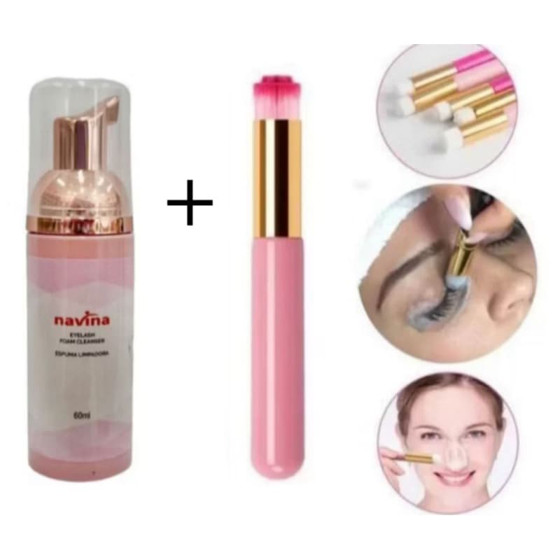 Espuma Pump Navina De Limpeza Para Cílios + Pincel Para Limpeza de cílios