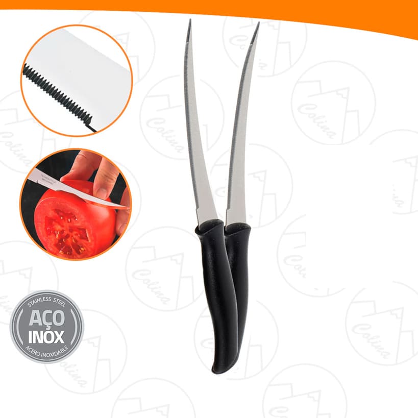 Kit 1 a 2 Facas Para Tomate Legumes Aço Inox Chef Profissional 5''