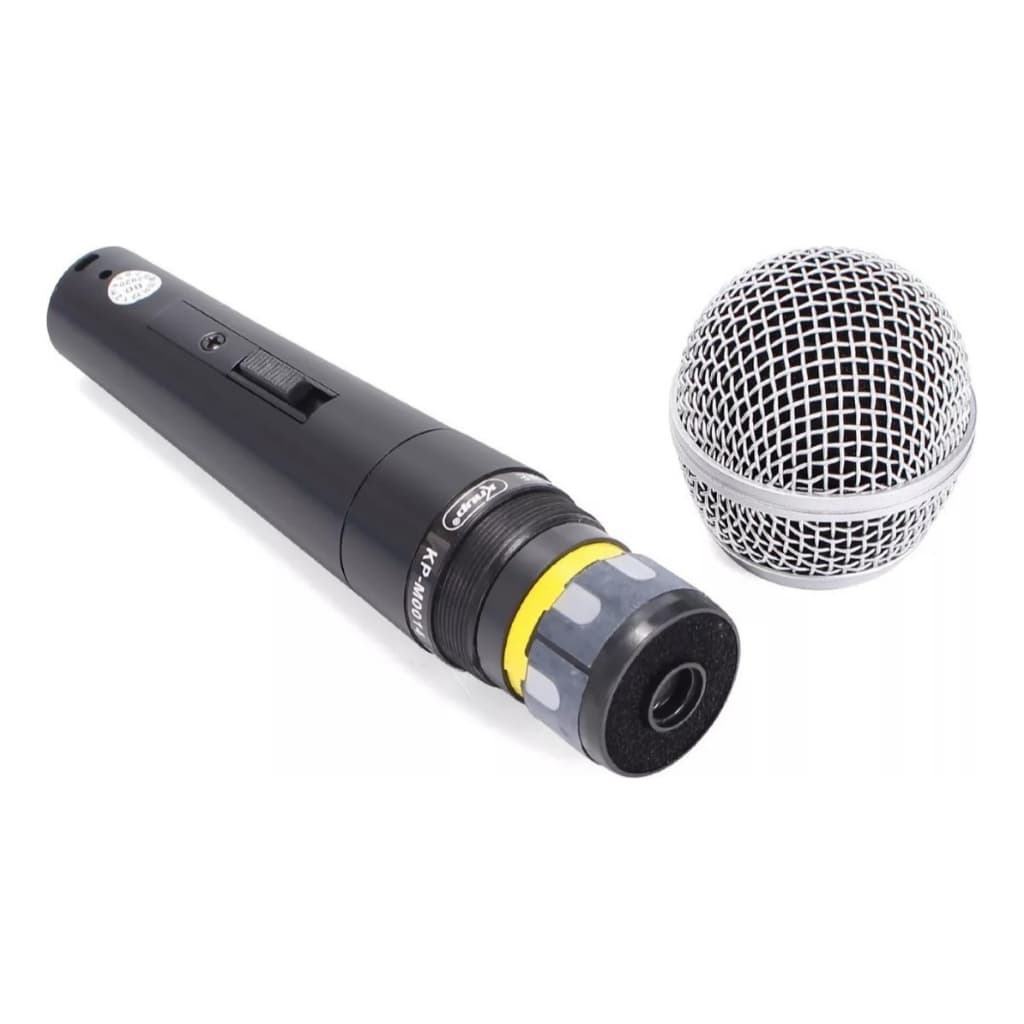Microfone Profissional Knup KP-M0014 Dinâmico Cardioide Cabo P10 5m Karaokê Igreja Palestra Som Com Fio Preto