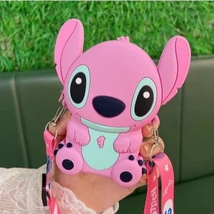 Bolsa Infantil Rosa Silicone Corpo Inteiro Transversal com Alça e Porta Moedas