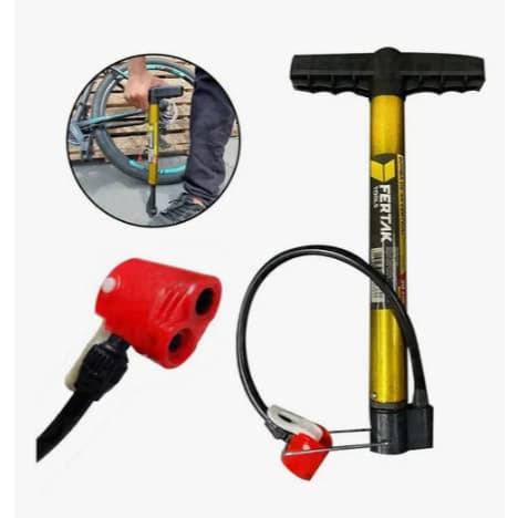 Bomba de Ar Vertical Fertak Manual para Encher Pneus Bola Colchão Alta Pressão