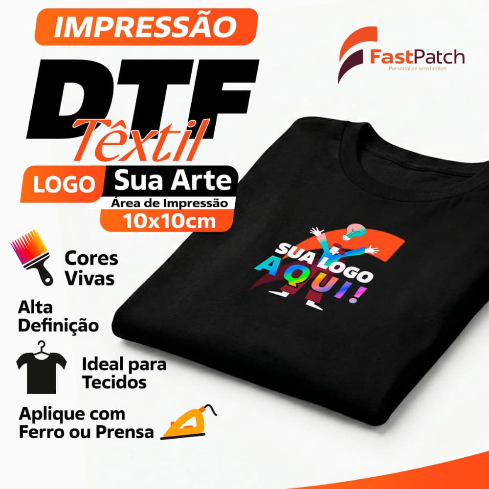 10 Logotipos 10cm Personalizados Termocolantes Dtf Têxtil Uniforme Roupa Equipe Logo Empresa