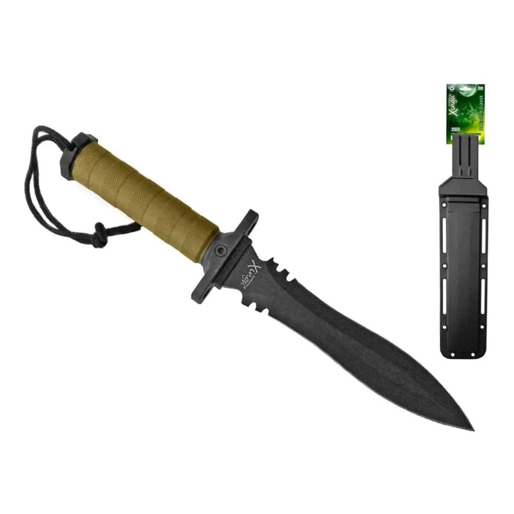 Faca Adaga Militar Afiada Grande C Bainha E Cabo Emborrachado Super Resistente -Xingu xv3403