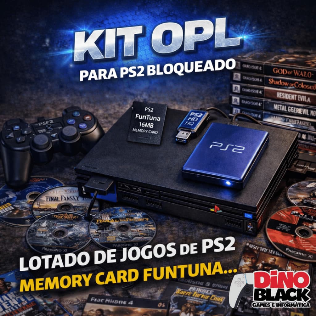 KIT OPL PARA PS2 BLOQUEADO + MEMORY CARD FUNTUNA | Jogos a Sua escolha