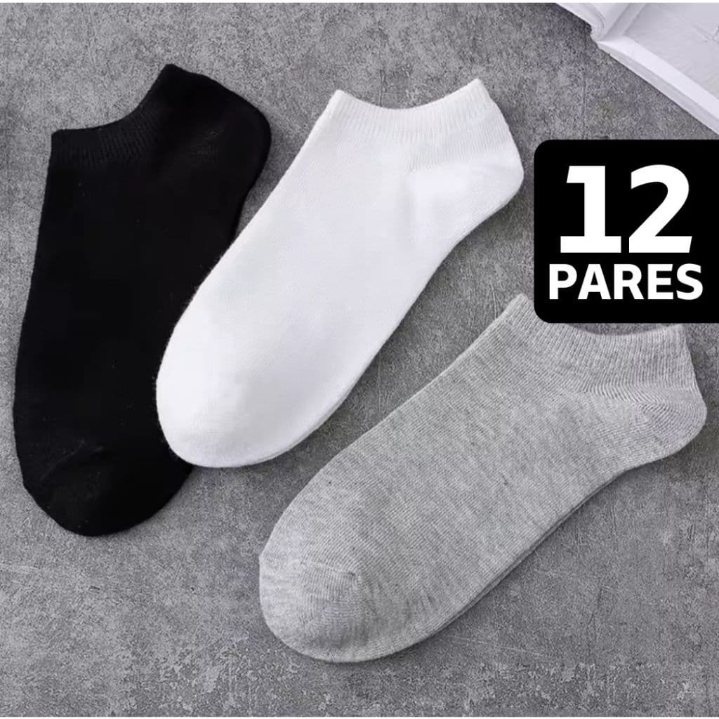 Kit Meia Soquete Preta Branca Sortida Cano Curto Macia Confortável Invisível Masculina Feminina