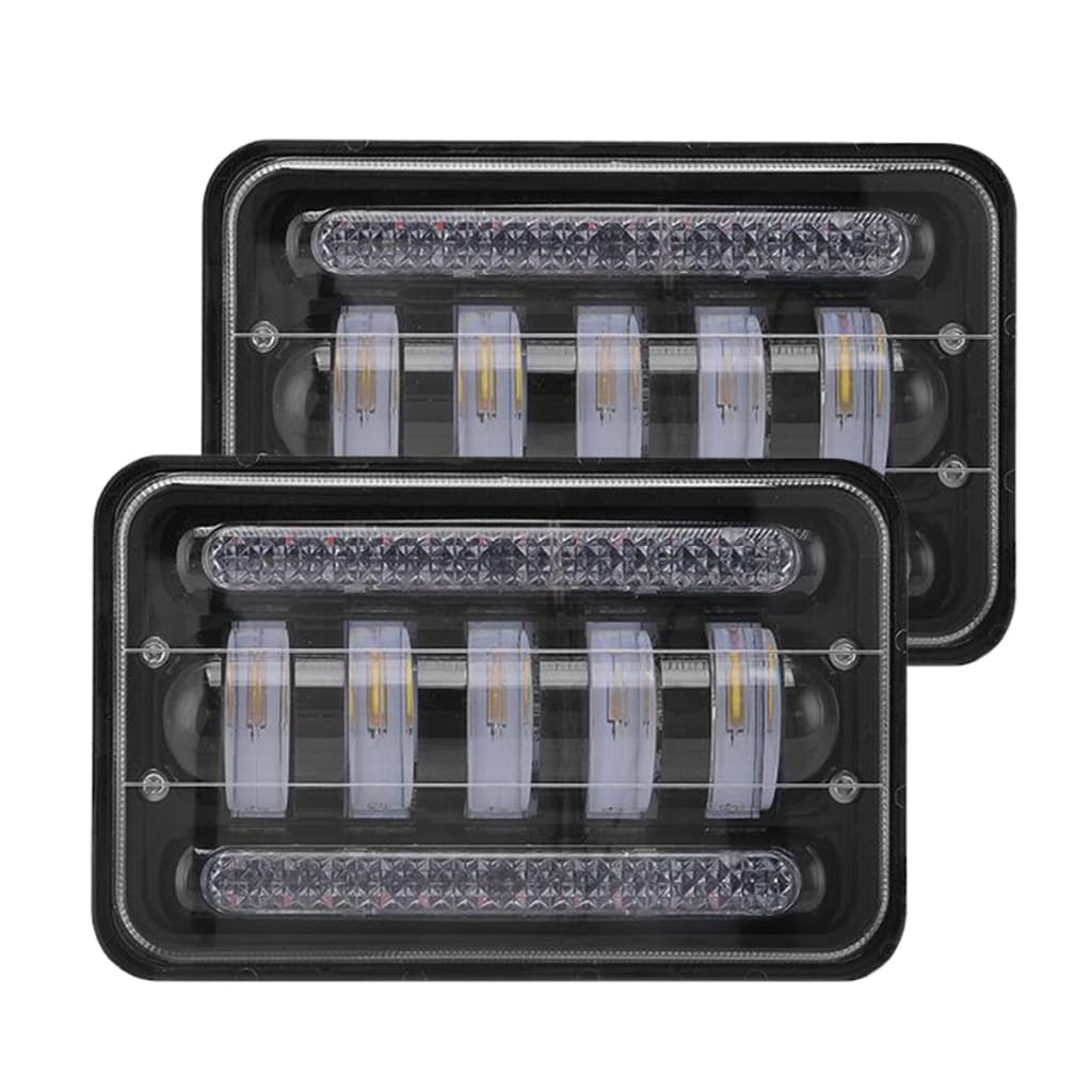 Kit 2 Farol Super Led 16x4 Pol 80w Retangular DRL Universal 12V 24V 6000K Jeep Caminhão Off Road