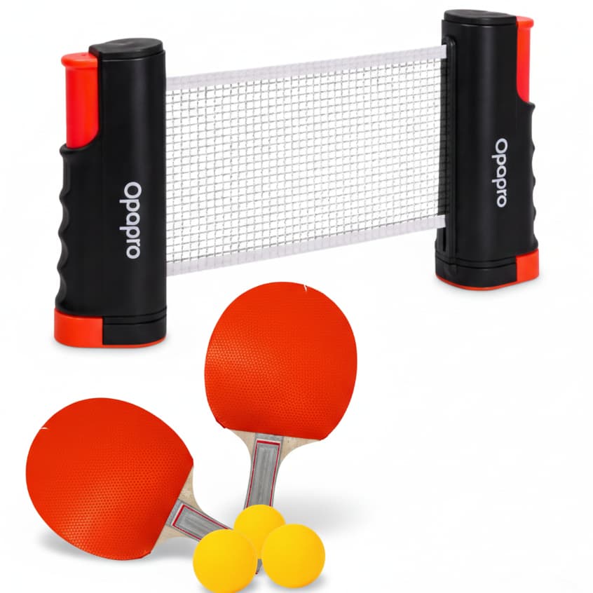Kit Tênis de Mesa Ping Pong Portátil Rede Retrátil 2 Raquetes 3 Bolinhas Lazer Iniciante
