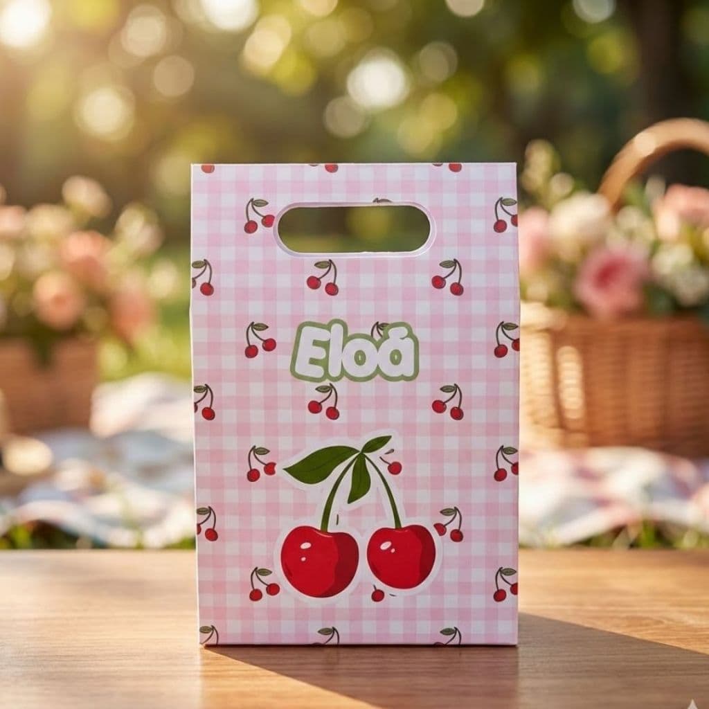 Sacola Personalizada Cerejinha - Sacolinha Lanche - CEREJA - CEREJINHA - Sacola pequena