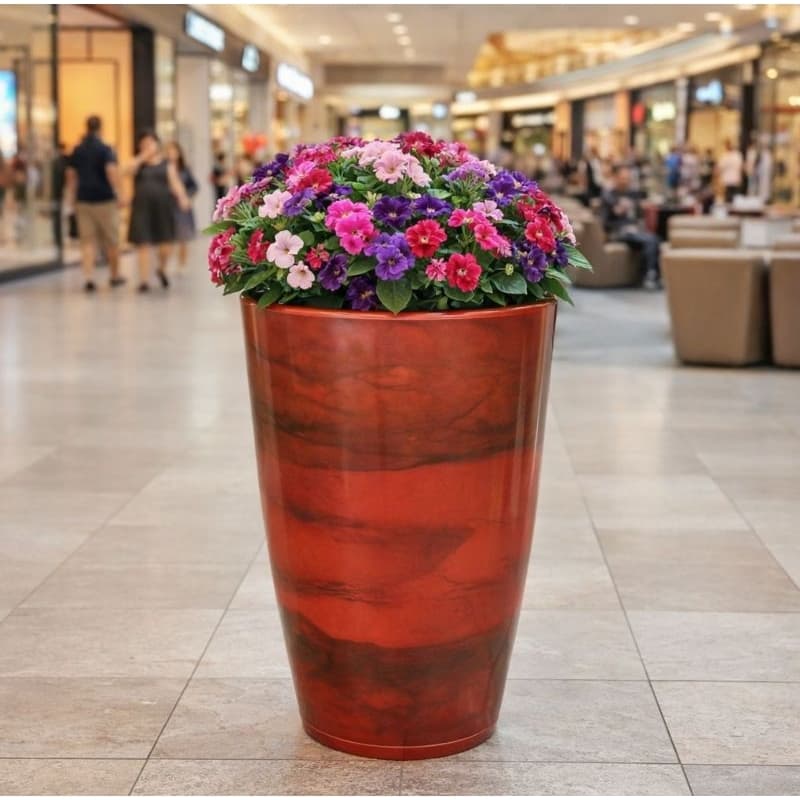 Vaso Coluna Polietileno para planta jardim  marmorizada .30x26x17cm