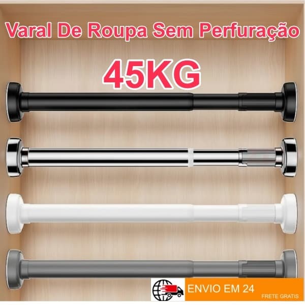 Varao Extensivel  Ajustavel Por Pressao Sem Furar Metal Porta Cortina Multiuso Box Varão Bastão Para Banheiro