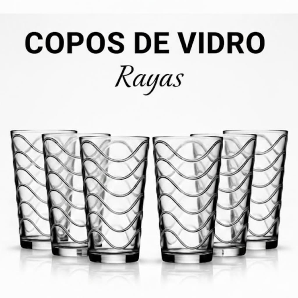 Jogo De Copos Em Vidro Kit 6 Peças Cozinha Transparente para  Água Suco Drink Refrigerante 350ml Casa Nova Mesa Posta