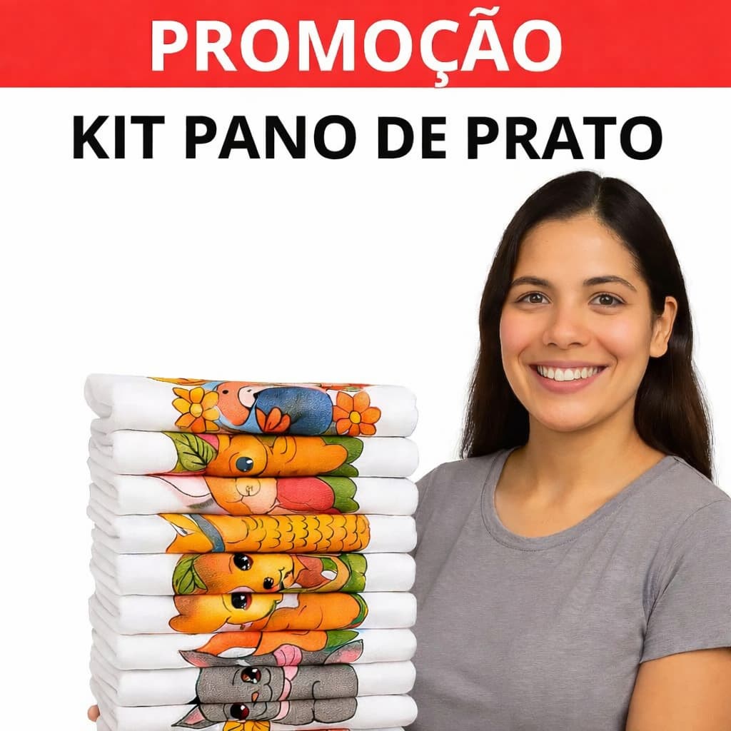 Kit Pano de Prato Estampado 100% Algodão – 5 ou 10 Unidades – Alta Absorção – Sortidos