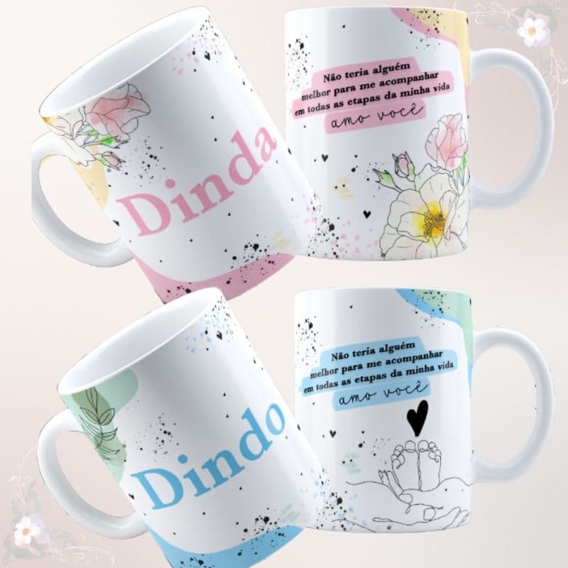 Caneca Madrinha e Padrinho Personalizada – Batizado, Convite e Dia dos Padrinhos 325ml Cerâmica