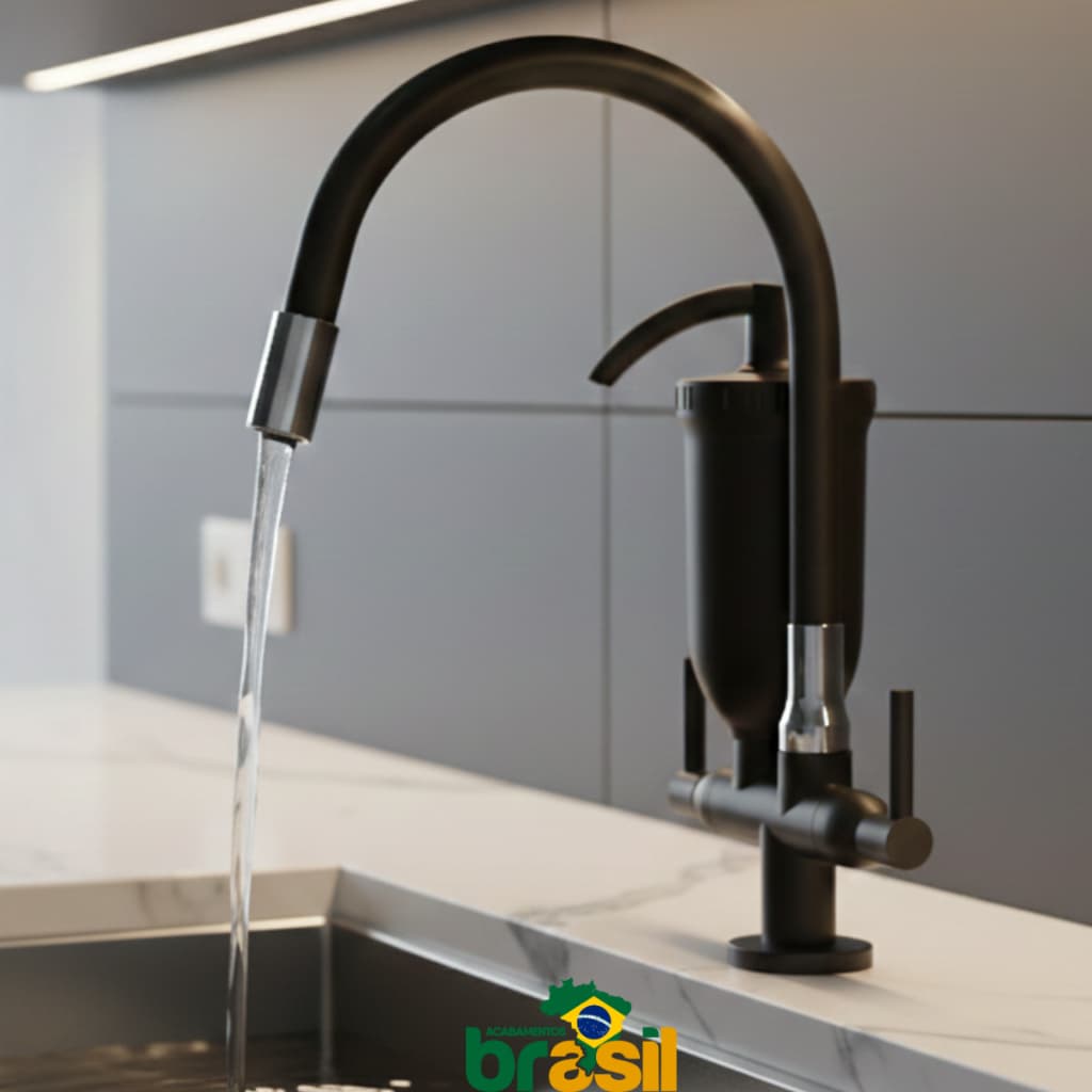 preta filtro cozinha pia cozinha bancada flexivel torneira filtro cozinha preta com refil incluso