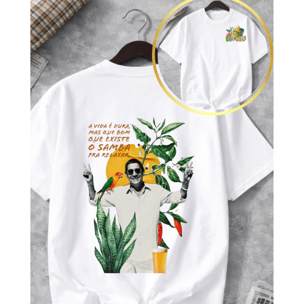 Camiseta Básica Unissex Zeca Pagodinho Blusa Samba Pra Relaxar 100% Algodão Tendência