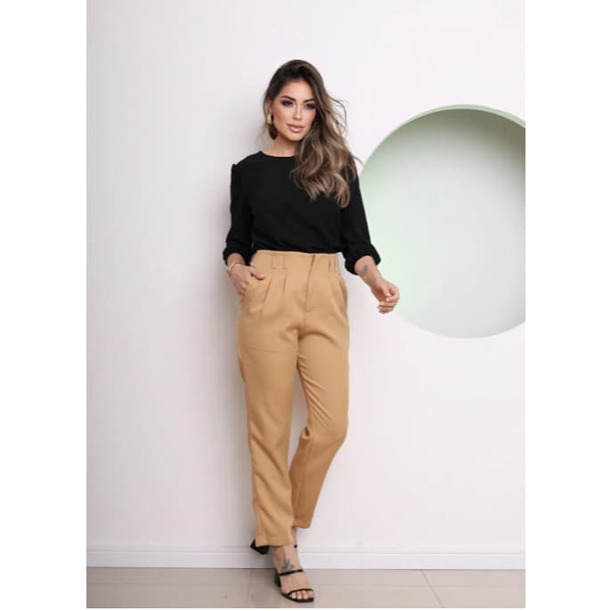 Blusa Feminina Manga 3/4 Tecido Duna Leve Confortável Igreja