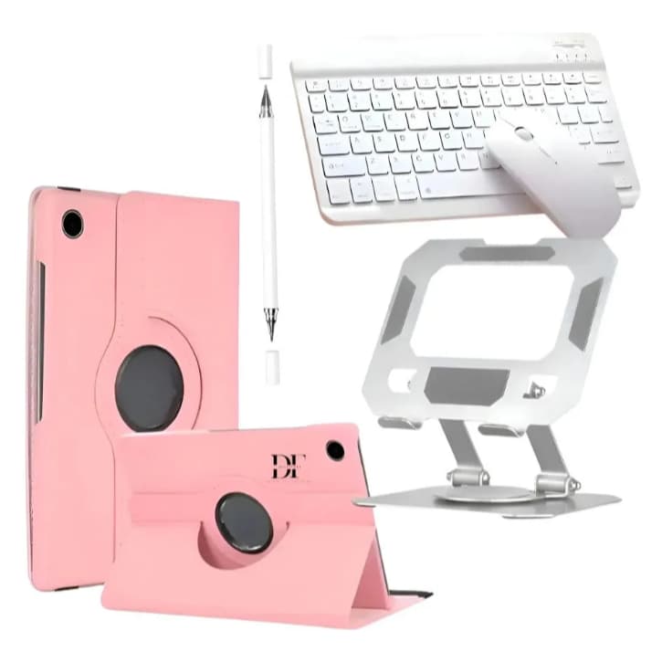 Combo Capa + Teclado + Suporte P/tablet Samsung A11+ Plus Rosa