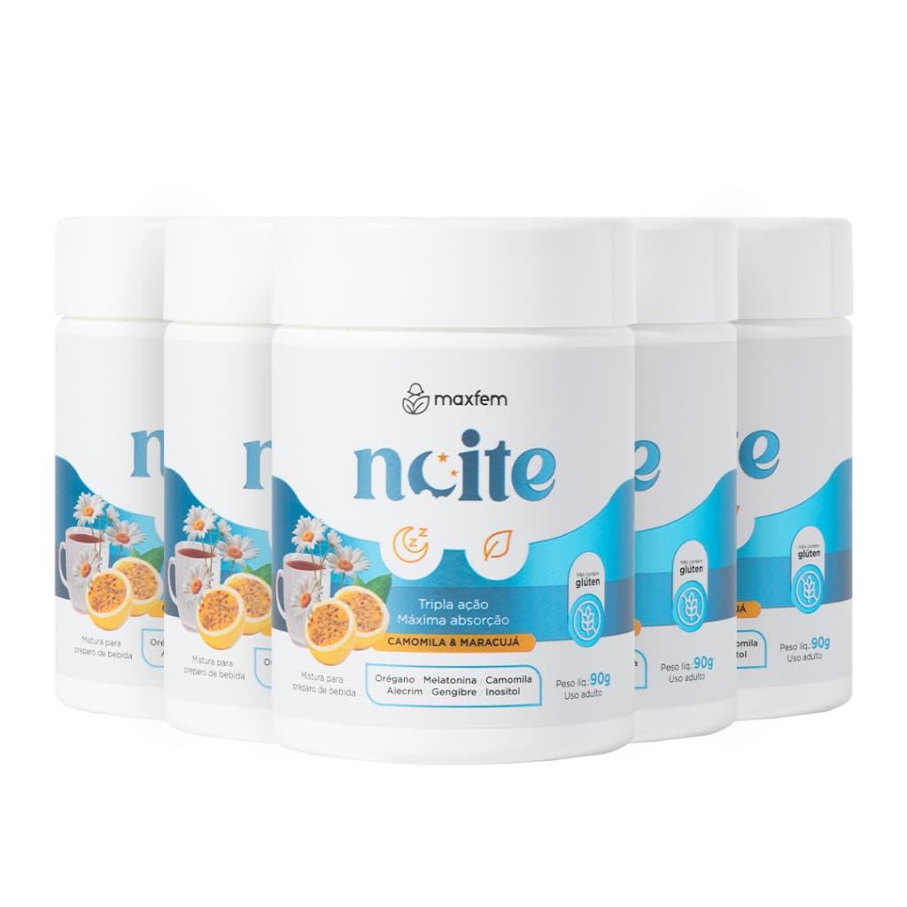 Kit 5 Maxfem Noite Suplemento Feminino Magnésio Inositol Vit C D3