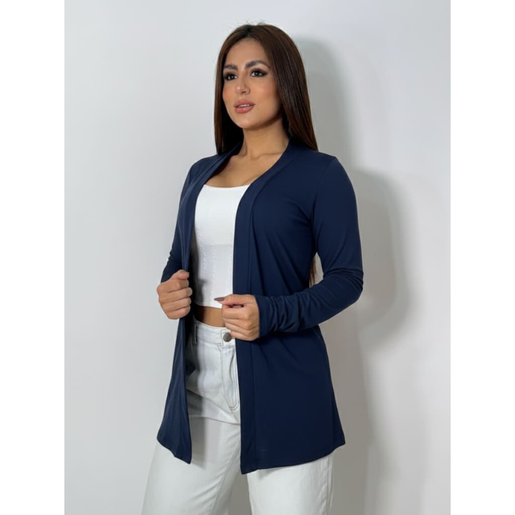 Casaco Kimono Feminino Liso Cardigan Manga Longa Malha Viscolycra Cardigã