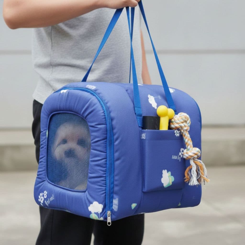 Bolsa Para Transporte de Pet Com Bolso Tela Resistente Mala de Viagem Cachorro Gato Casinha P M G