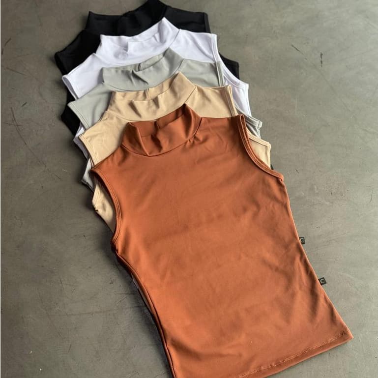Promoção Regata Suplex Garrafinha Blusa Feminina Sem Manga Gola Alta