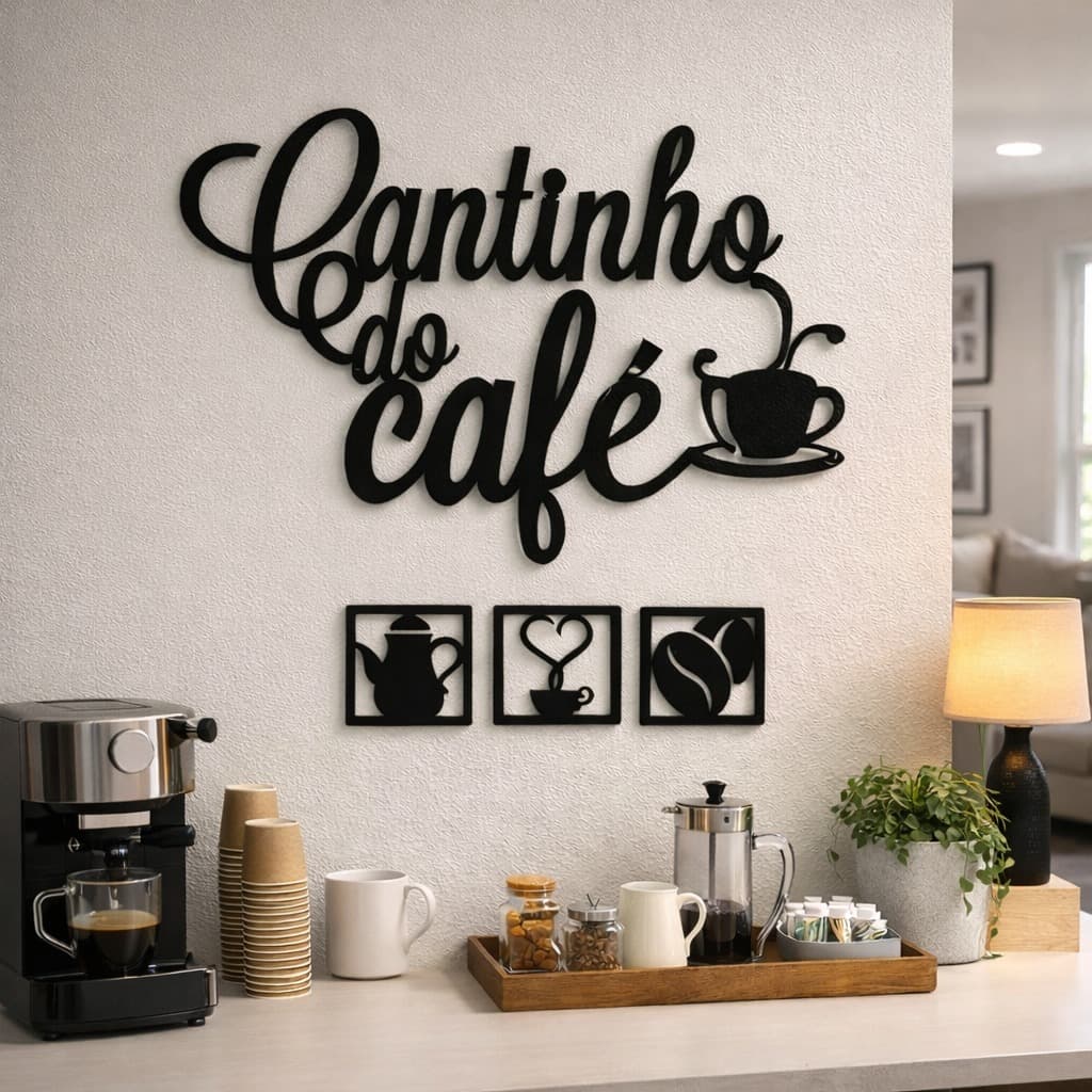 Apliques Cantinho do Café + Quadros Decorativas de Parede em MDF 3mm
